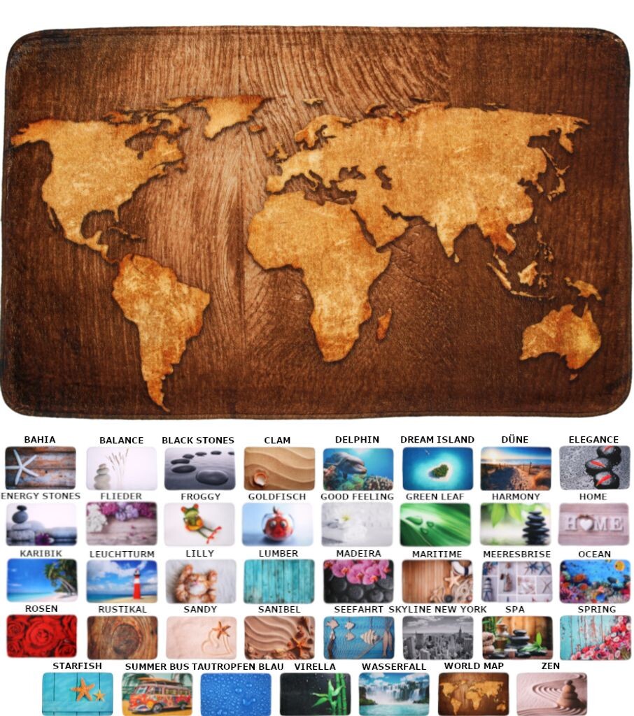 

Коврик для ванной SANILO Карта мира 70 x 110 см, коричневый