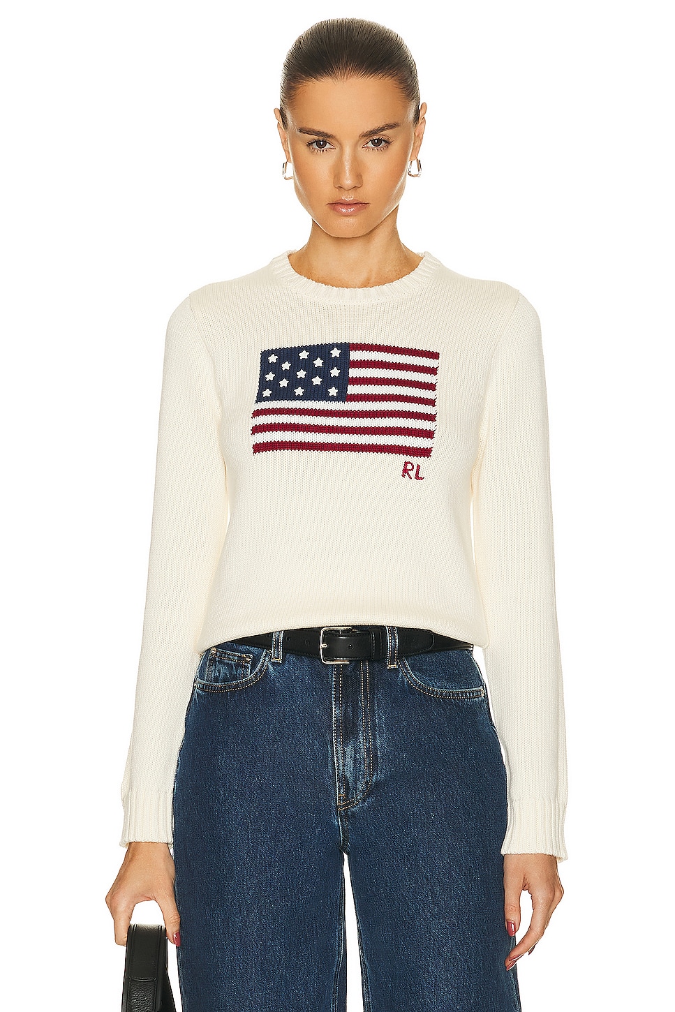 

Пуловер с длинными рукавами и флагом Polo Ralph Lauren, кремовый
