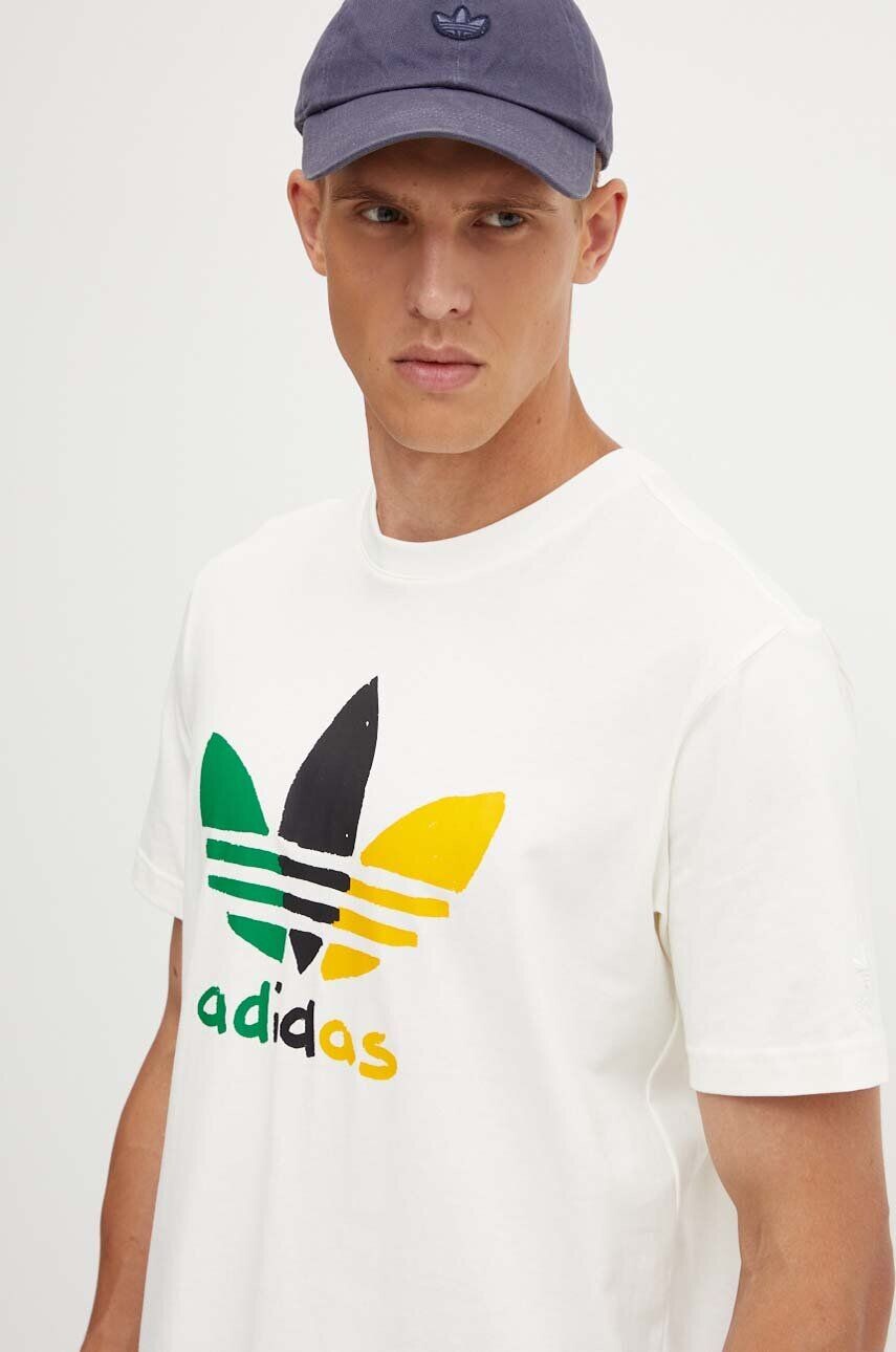 

Хлопковая футболка adidas Originals, бежевый