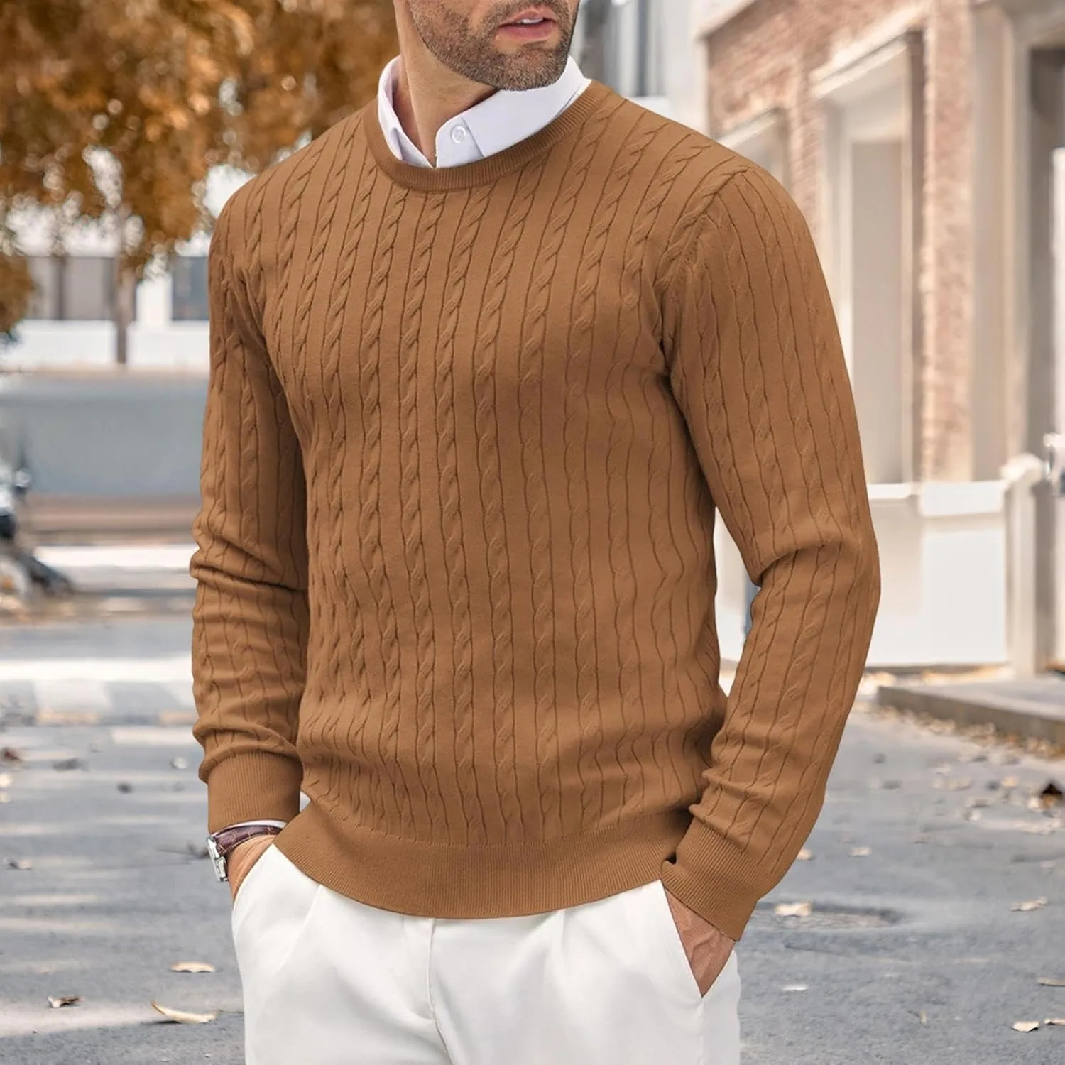 Мужской свитер Slim Fit Crewneck для работы и повседневной носки — фото 3
