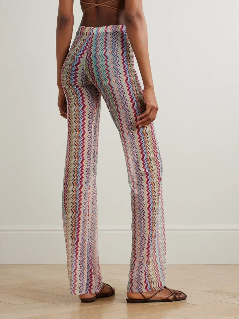 Широкие брюки из полосатой эластичной сетки Missoni, розовый — фото 3