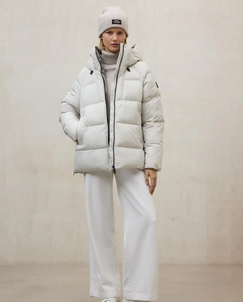 

Женское пальто с капюшоном и двусторонней застежкой-молнией Ecoalf, светло-серый