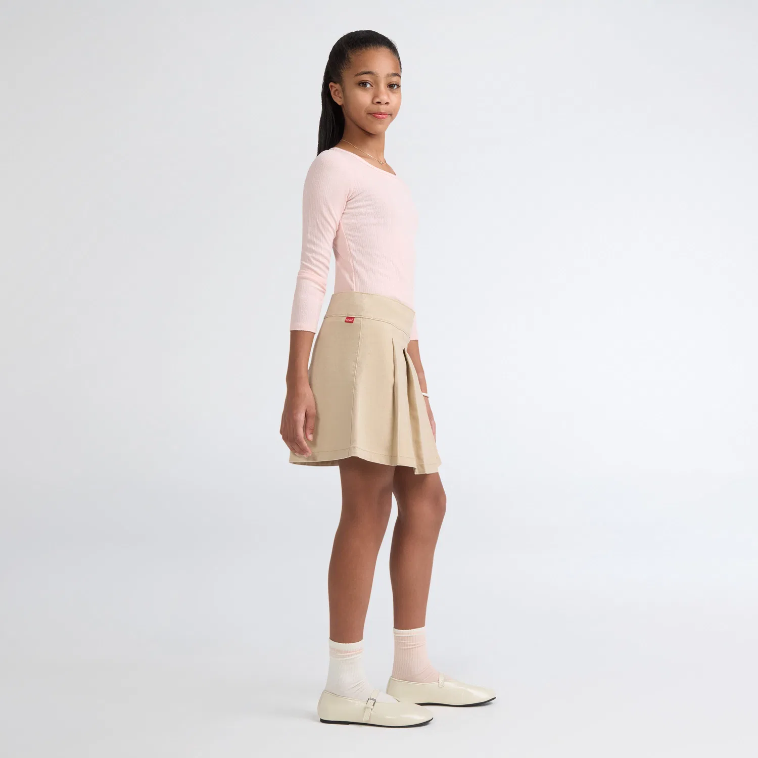 Складчатая юбка-шорты для девочек 7-16 лет Levi's, Brown — фото 4