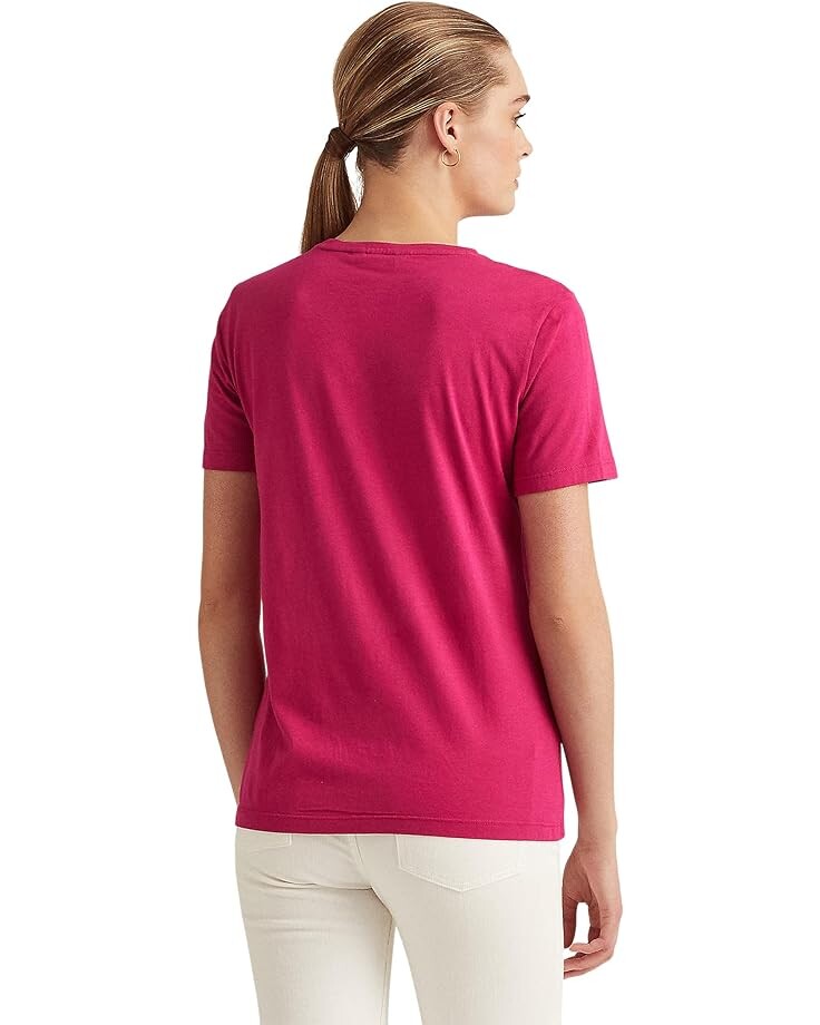 

Футболка LAUREN Ralph Lauren Eyelet Logo Jersey Tee, цвет Nouveau Bright Pink