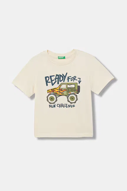 Футболка хлопковая United Colors of Benetton, бежевый