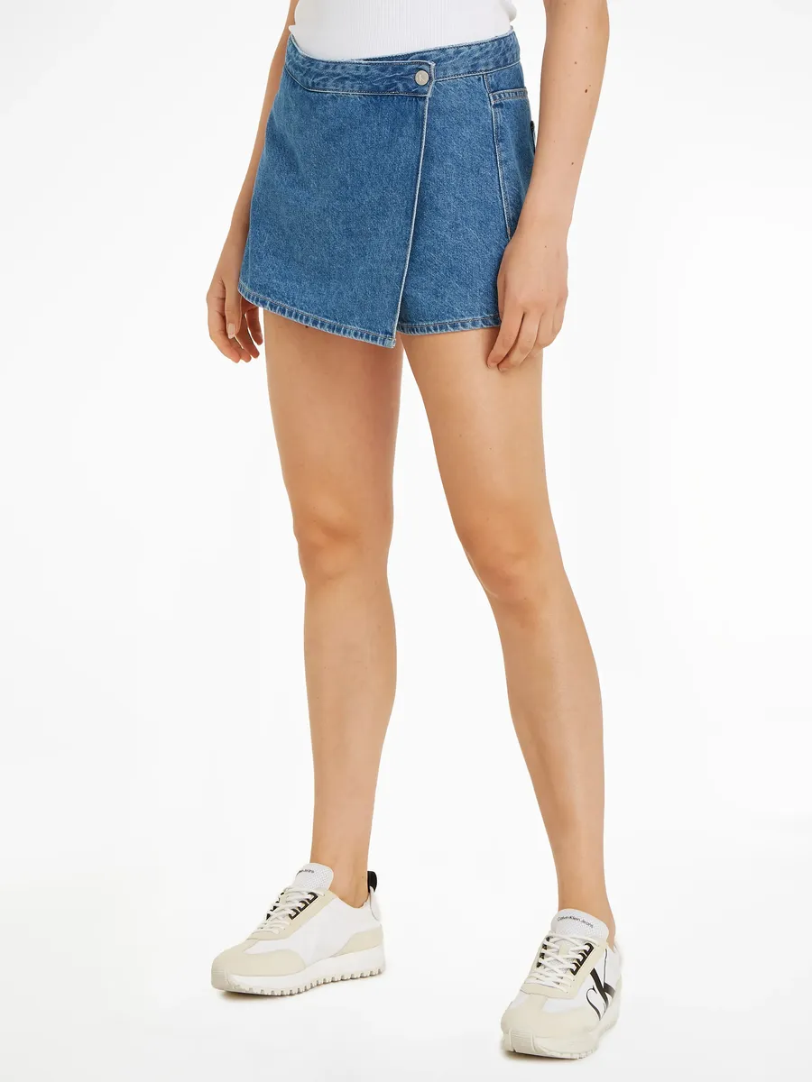 

Брюки-юбка Calvin Klein Jeans "WRAP SKORT", с логотипом бренда, джинсовый