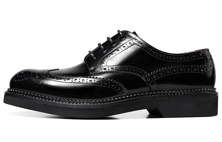 

Броги, деловые, блестящие, дерби, туфли, мужские, черные THOM WILLS, Black Glossy Leather D121