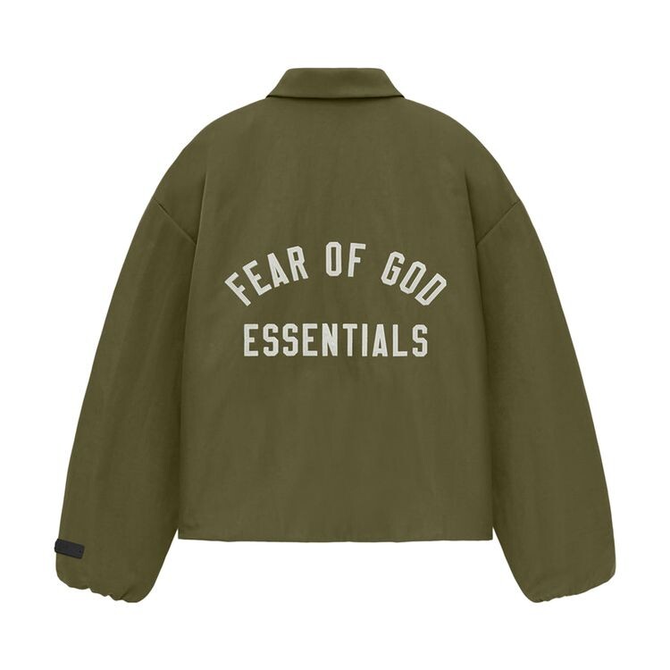 Куртка Fear of God Essentials Textured Nylon Trucker Jacket Military, зеленый — фото 2