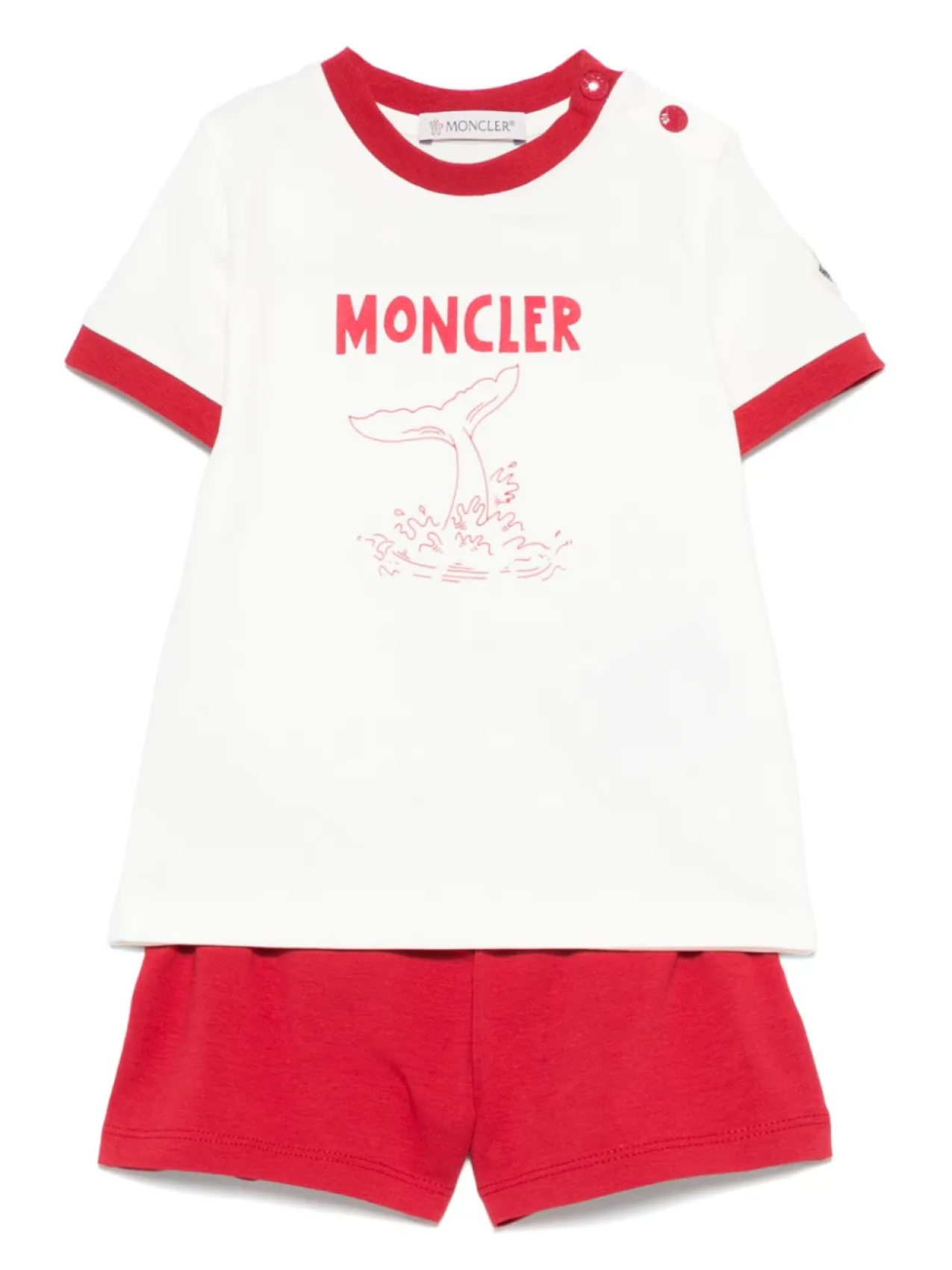 

Moncler Enfant комплект из футболки и шортов с логотипом, красный
