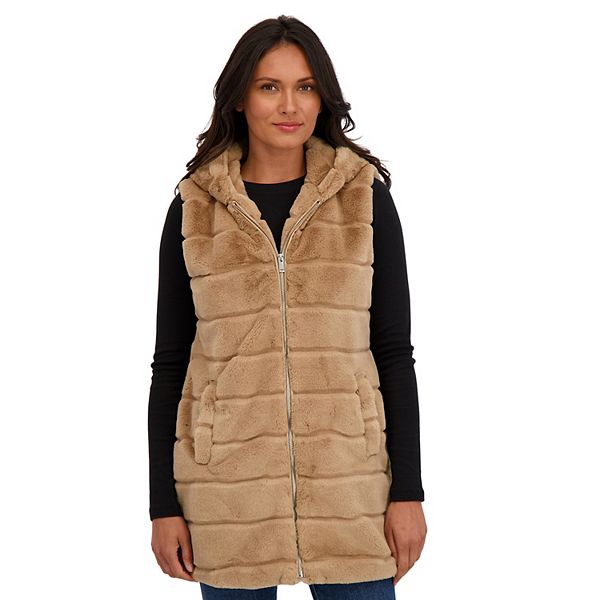 

Женская безрукавка с капюшоном из искусственного меха Sebby Collection, Camel