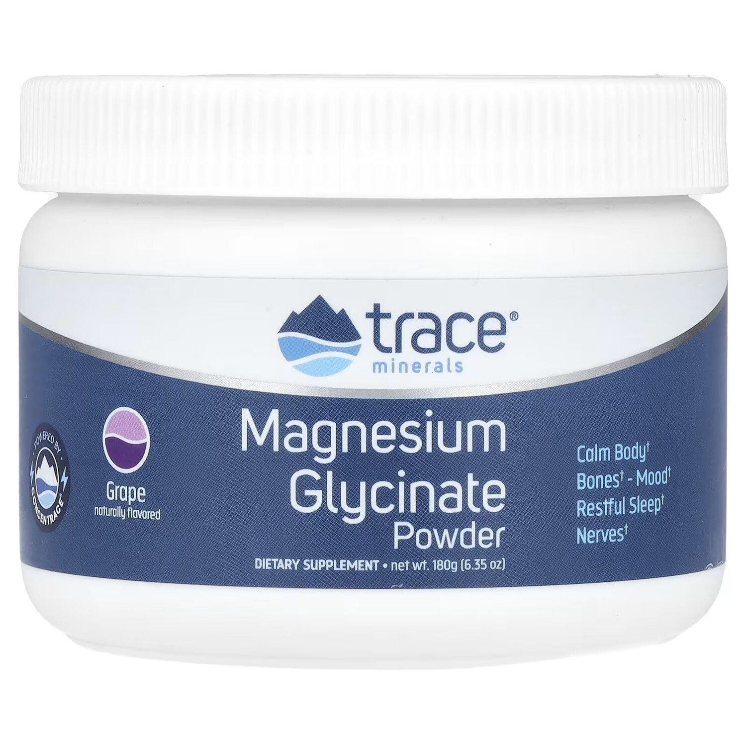 

Порошок глицината магния, виноград, 6,35 унции (180 г) Trace Minerals