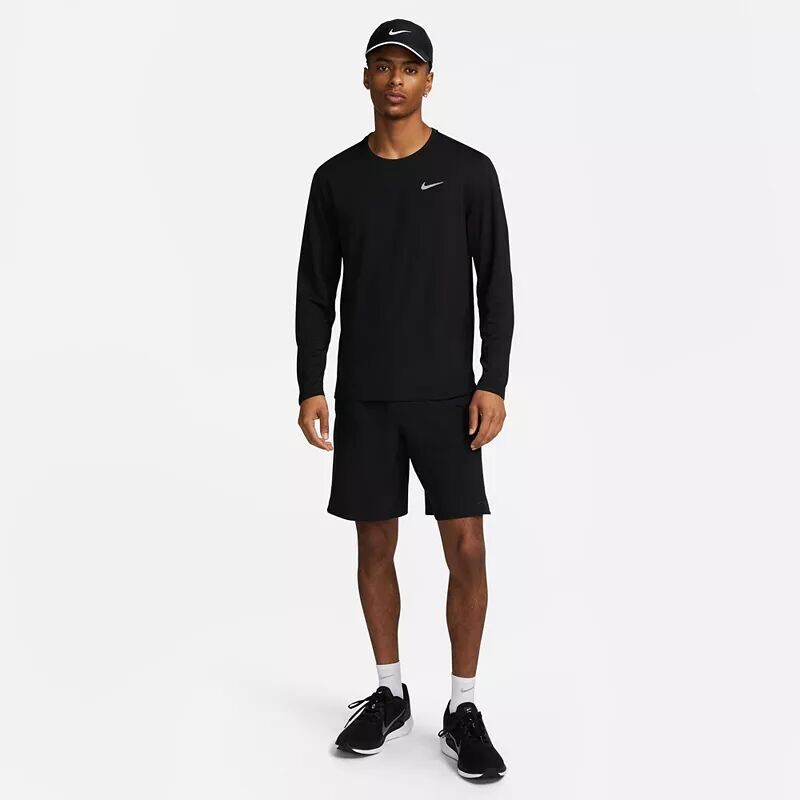 Мужская беговая футболка с длинными рукавами Nike Dri-FIT UV Miler, черный — фото 2