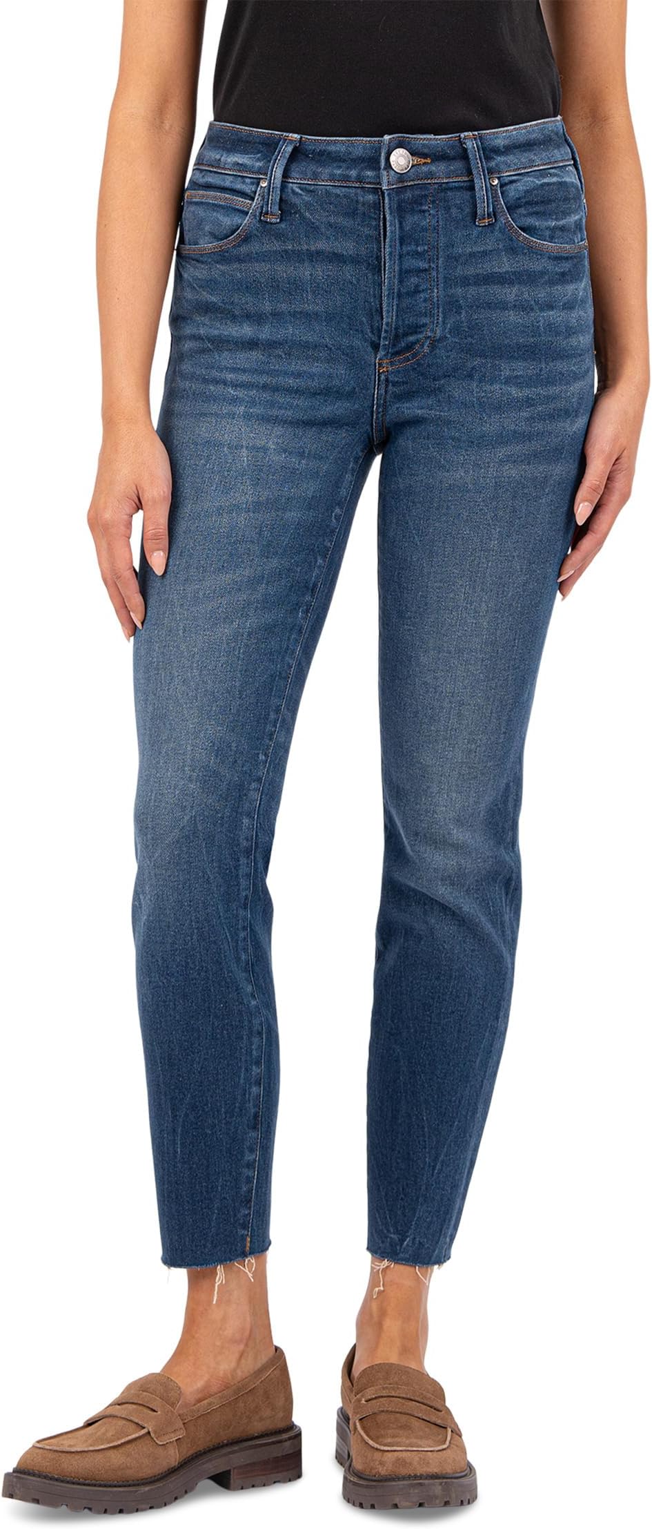 

Джинсы KUT from the Kloth Charlize High Rise Fab Ab Cigarette Leg-Raw Hem, цвет Jubilant