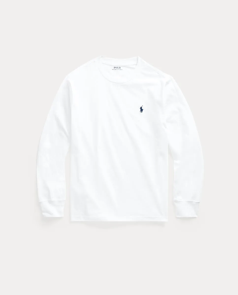 

Детская хлопковая футболка с длинным рукавом Polo Ralph Lauren, белый