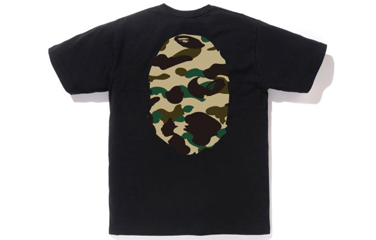Футболка Bape Reflector 1st Camo Big Ape Head Tee A BATHING APE, черно-зеленая — фото 3