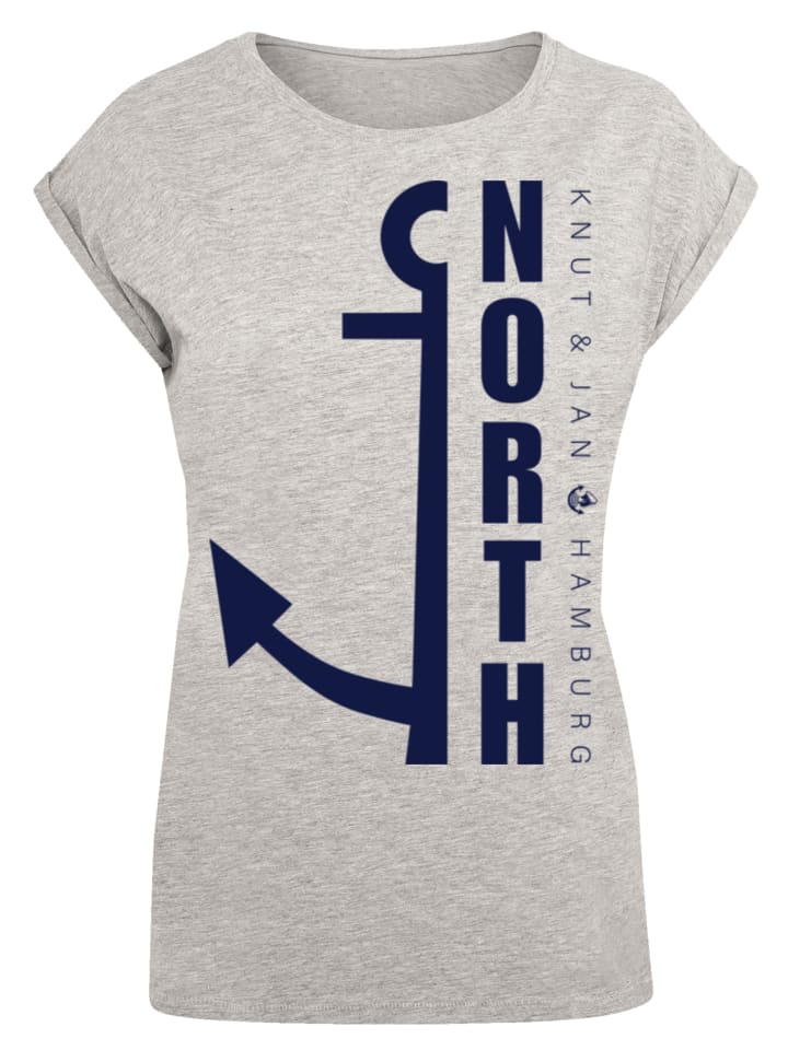 

Футболка с удлиненными плечами БОЛЬШИХ РАЗМЕРОВ North Anker в пестром сером цвете F4NT4STIC
