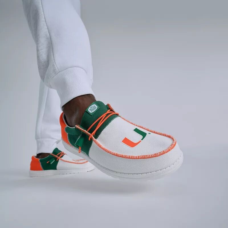 Мужские кроссовки Hey Dude Wally Tri Miami Hurricanes, оранжевый/темно-зеленый — фото 2