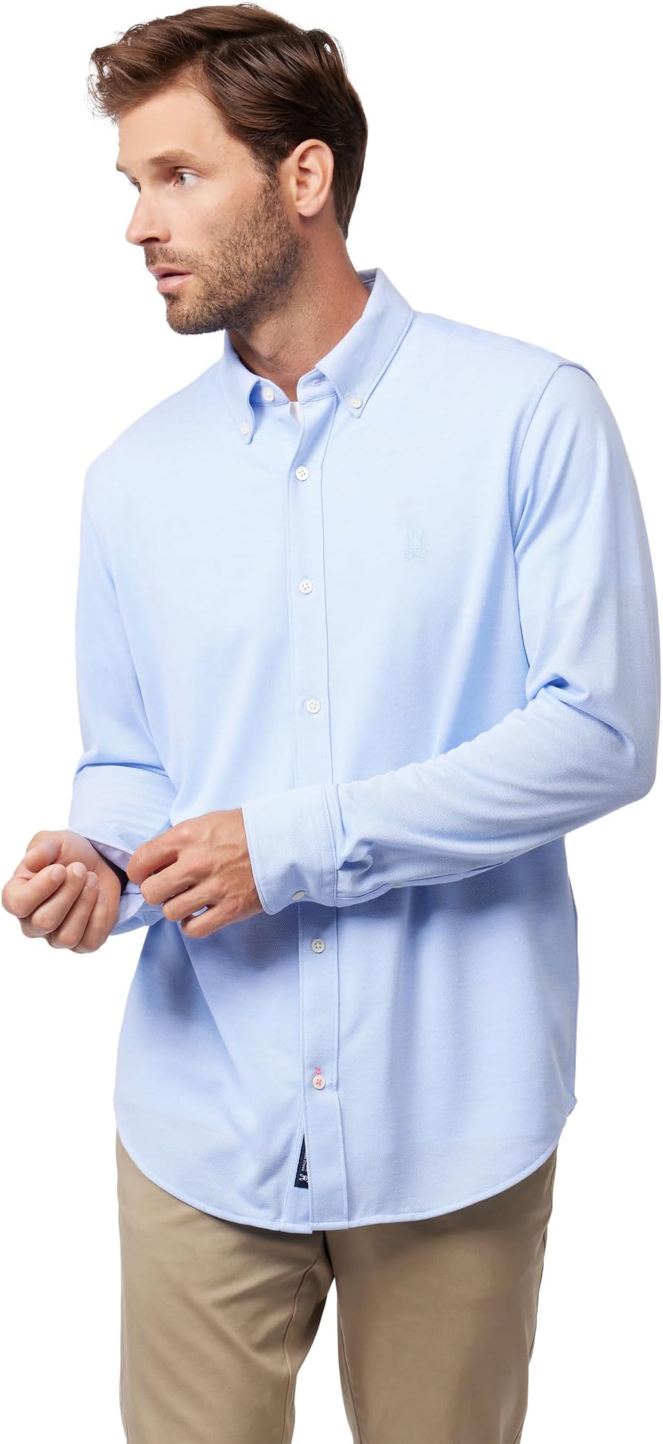 

Рубашка Psycho Bunny Astor Knit Oxfod Long Sleeve Shirt, цвет Jet Stream