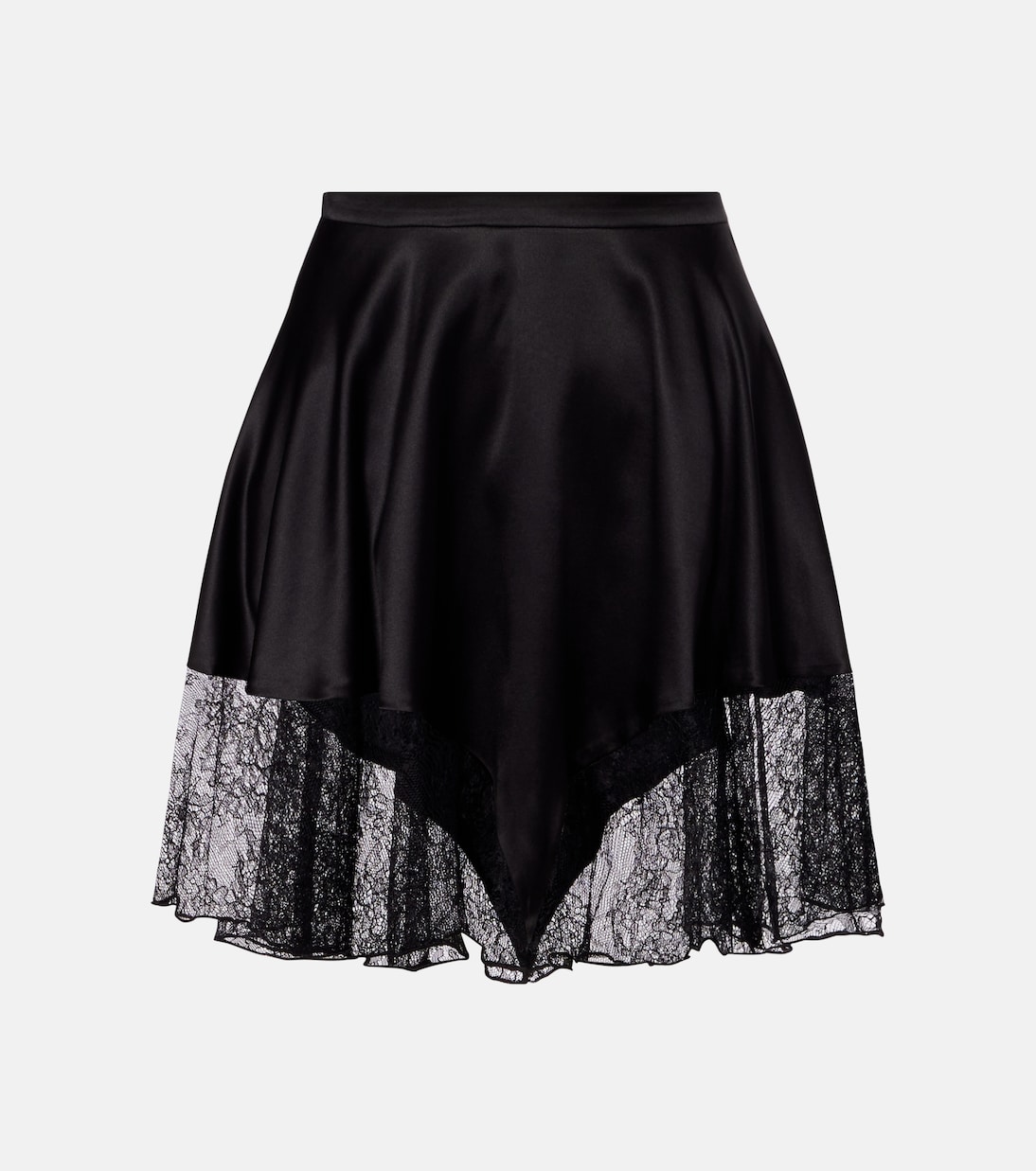 

Сатиновая мини-юбка с кружевной отделкой Nina Ricci, черный