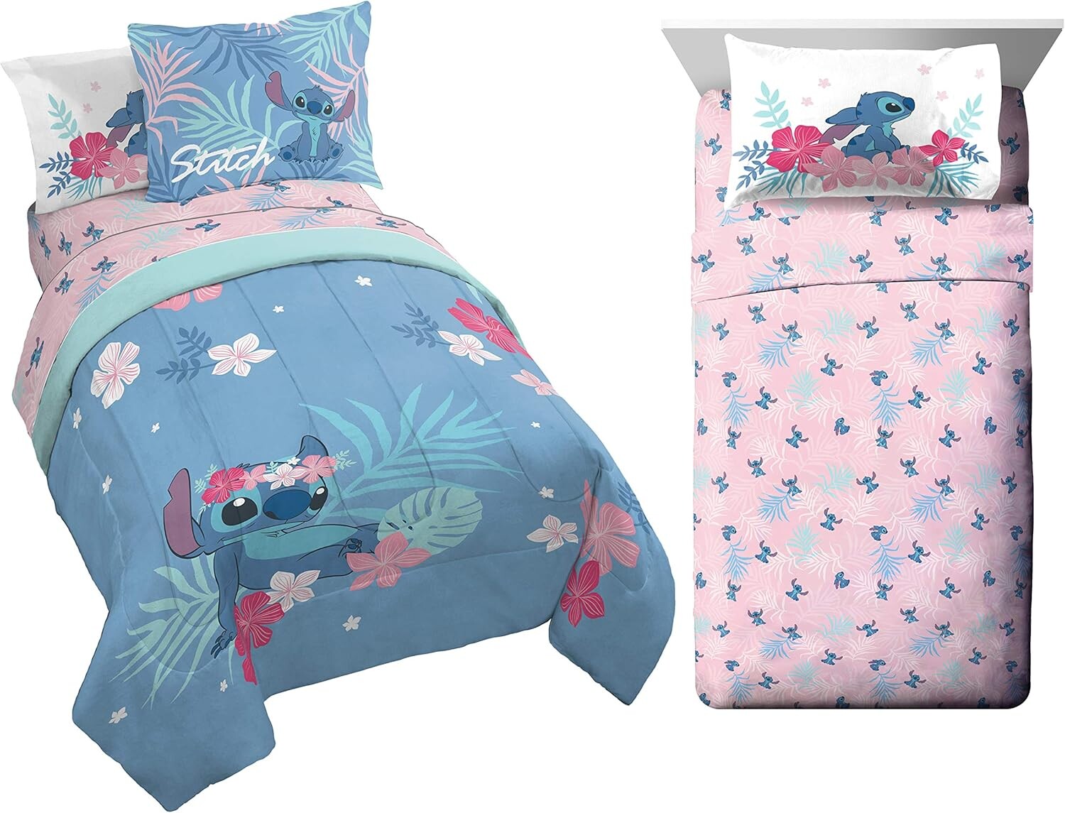

Комплект постельного белья размера «queen-size» из 11 предметов Jay Franco Disney Lilo & Stitch Paradise Dream — включает комплект постельного белья и комплект простыней, Pink/Red, Green