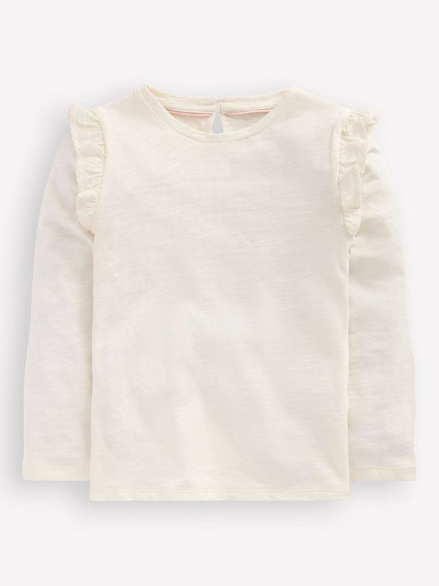 

Детский топ с кружевными рукавами из хлопка Mini Boden, Soft Ivory
