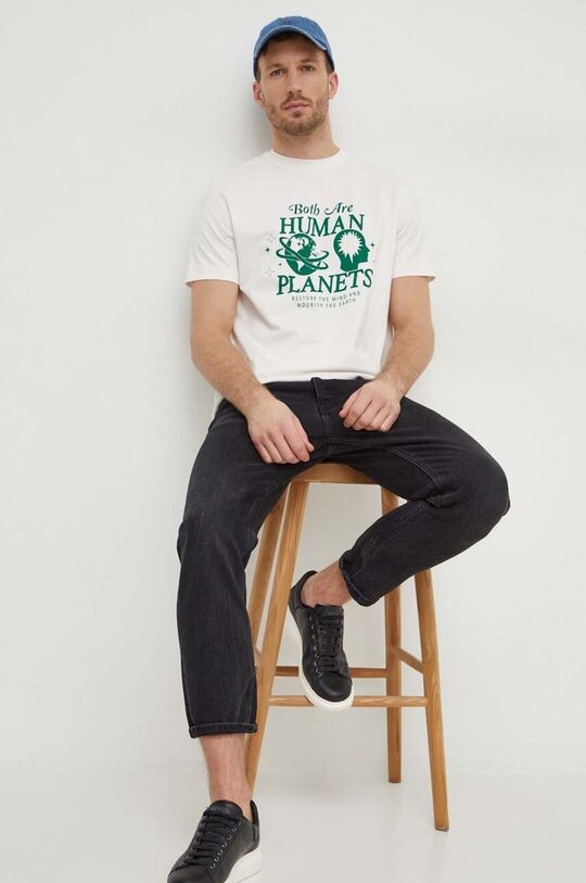 

Хлопковая футболка United Colors of Benetton, бежевый