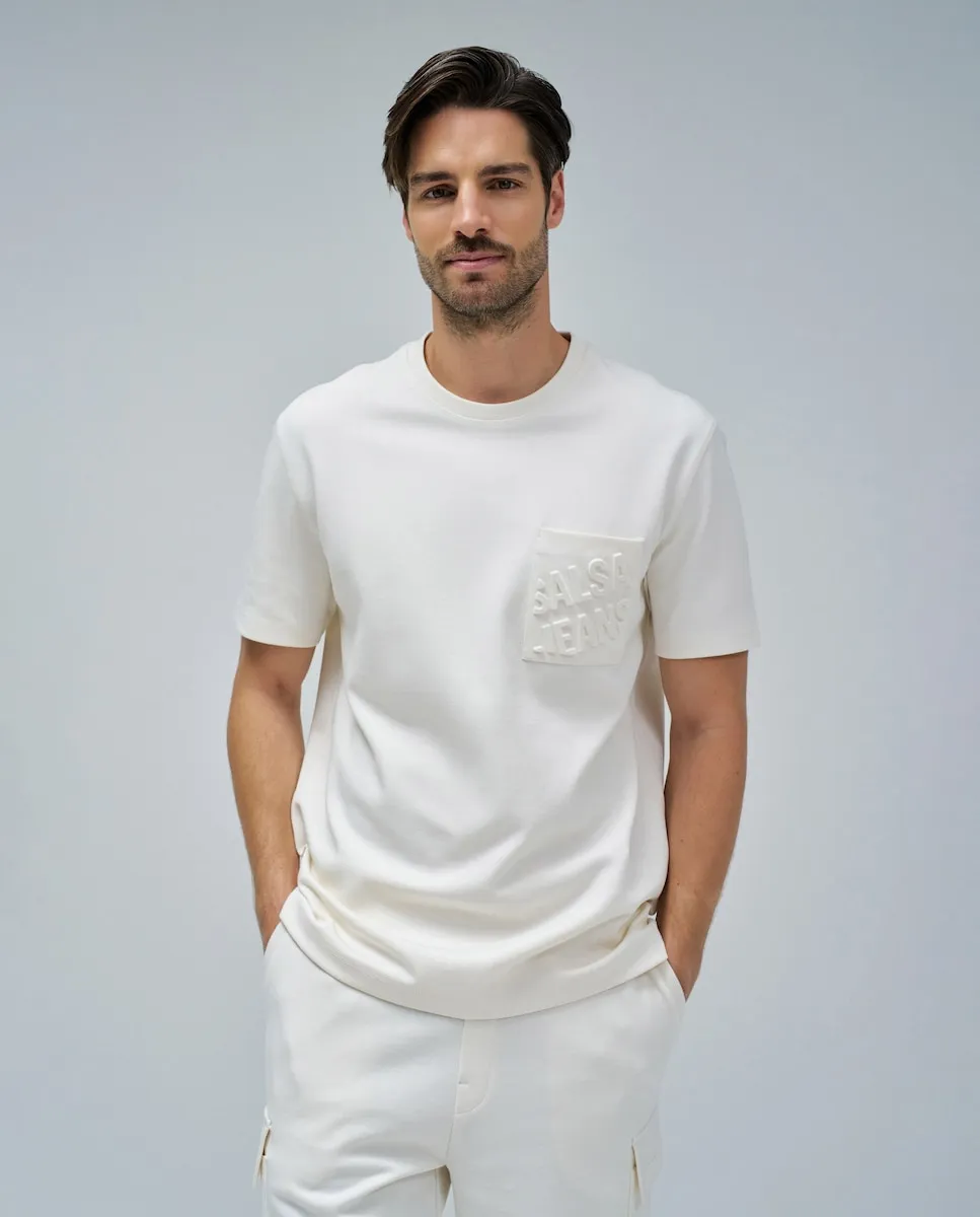 

Мужская футболка с рельефным логотипом Salsa Jeans, белый