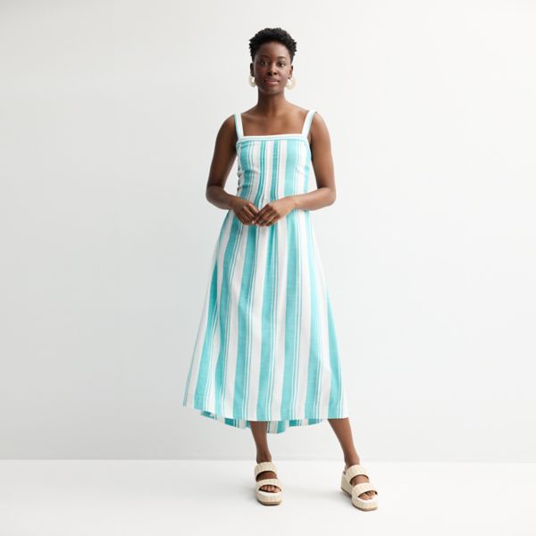 

Миниатюрное макси-платье с защипами Petite pintuck tank Sonoma Goods For Life, цвет sea foam stripe