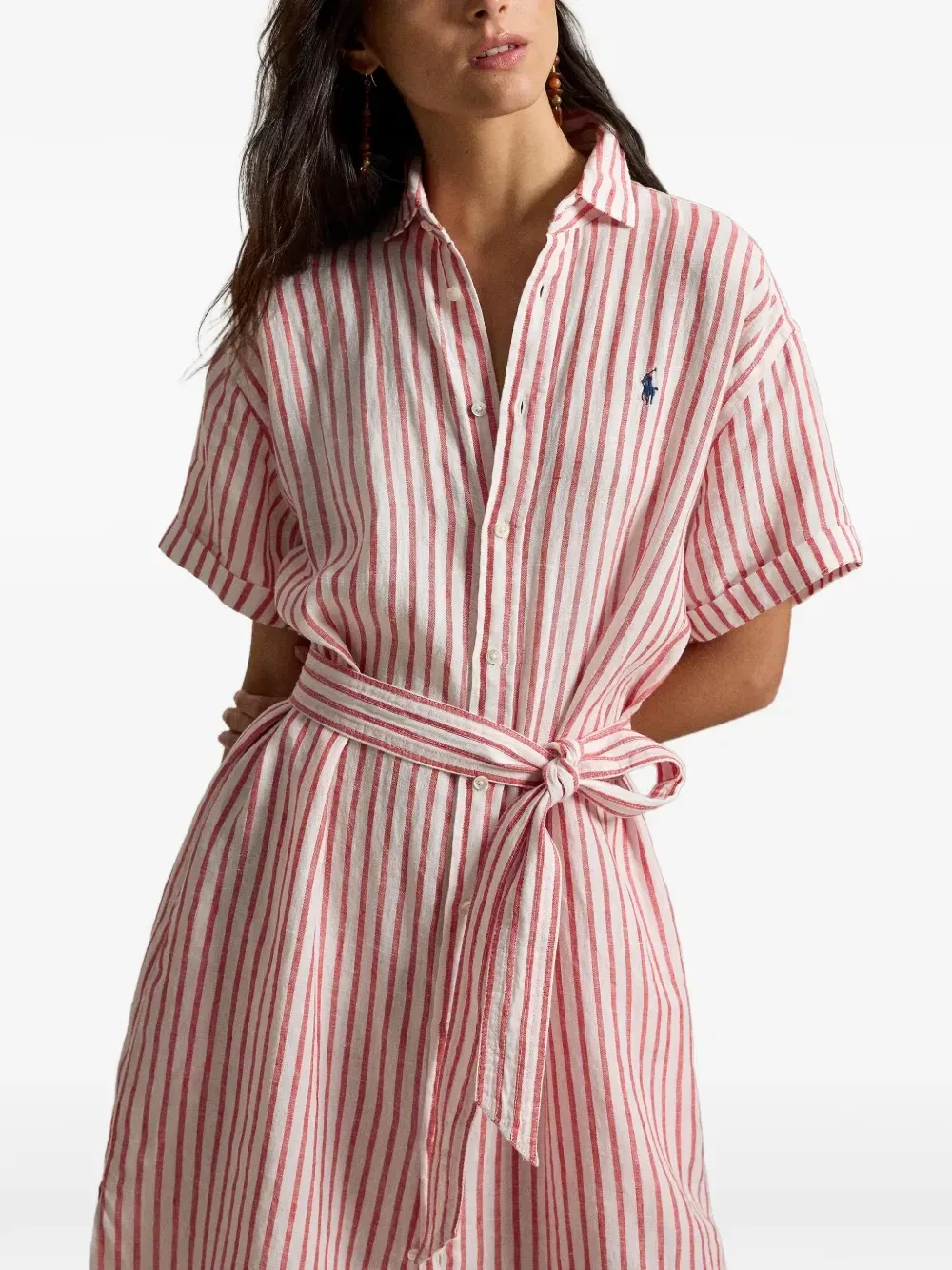 Полосатое платье-рубашка Polo Ralph Lauren, белый — фото 4