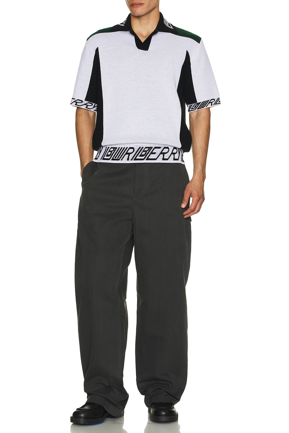 

Футбольный поло Script Burberry, White, Black, & Green