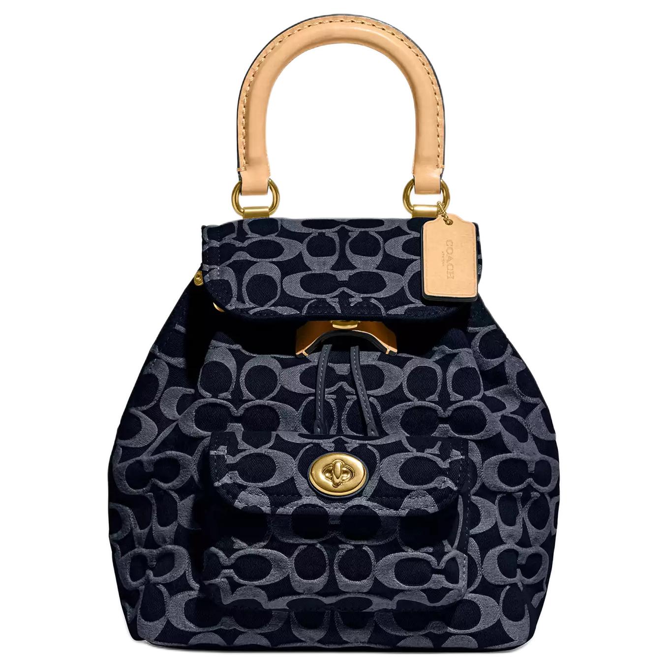 

Рюкзак Riya из ткани среднего размера женский синий COACH