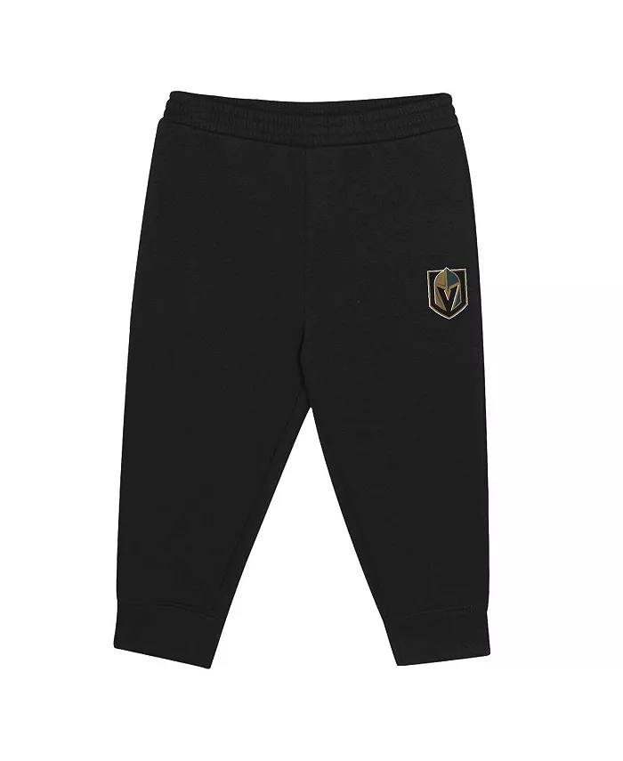 Детский комплект из флисовой толстовки с капюшоном и брюк Vegas Golden Knights Puck Hero, 2 предмета, черный/серый Outerstuff — фото 2