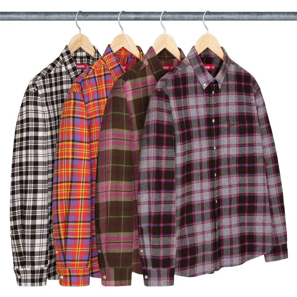 Клетчатая фланелевая рубашка FW25 WEEK6 Unisex Supreme, серый/серый — фото 4