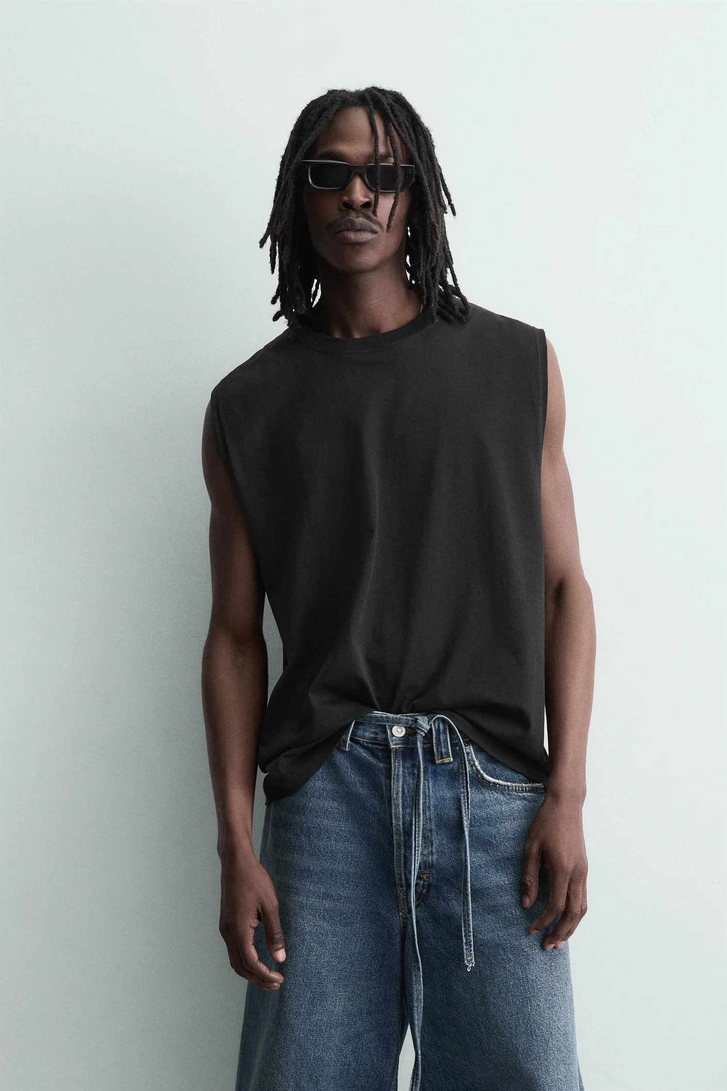 Выцветшая майка Zara, черный — фото 2