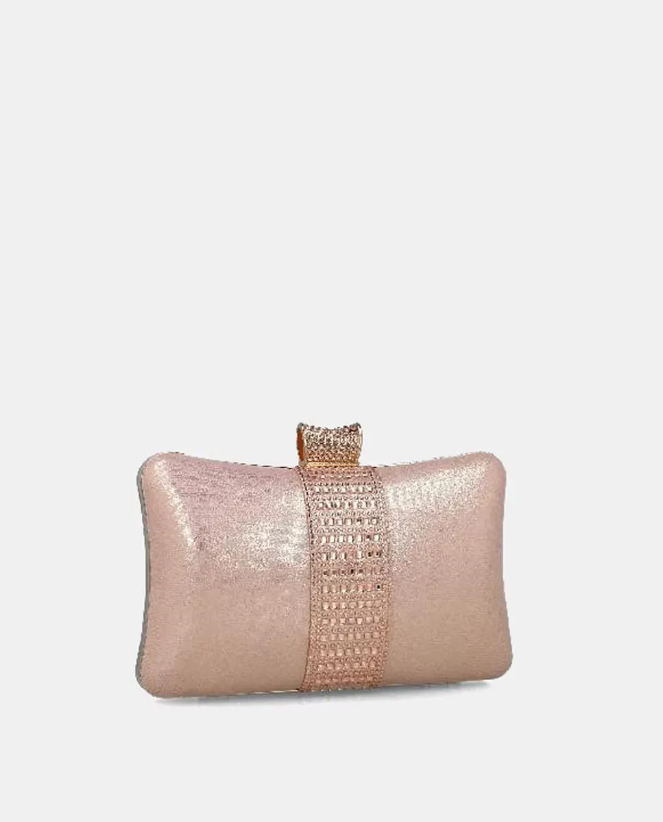 

Вечерний клатч металлического цвета со стразами Menbur, розовый