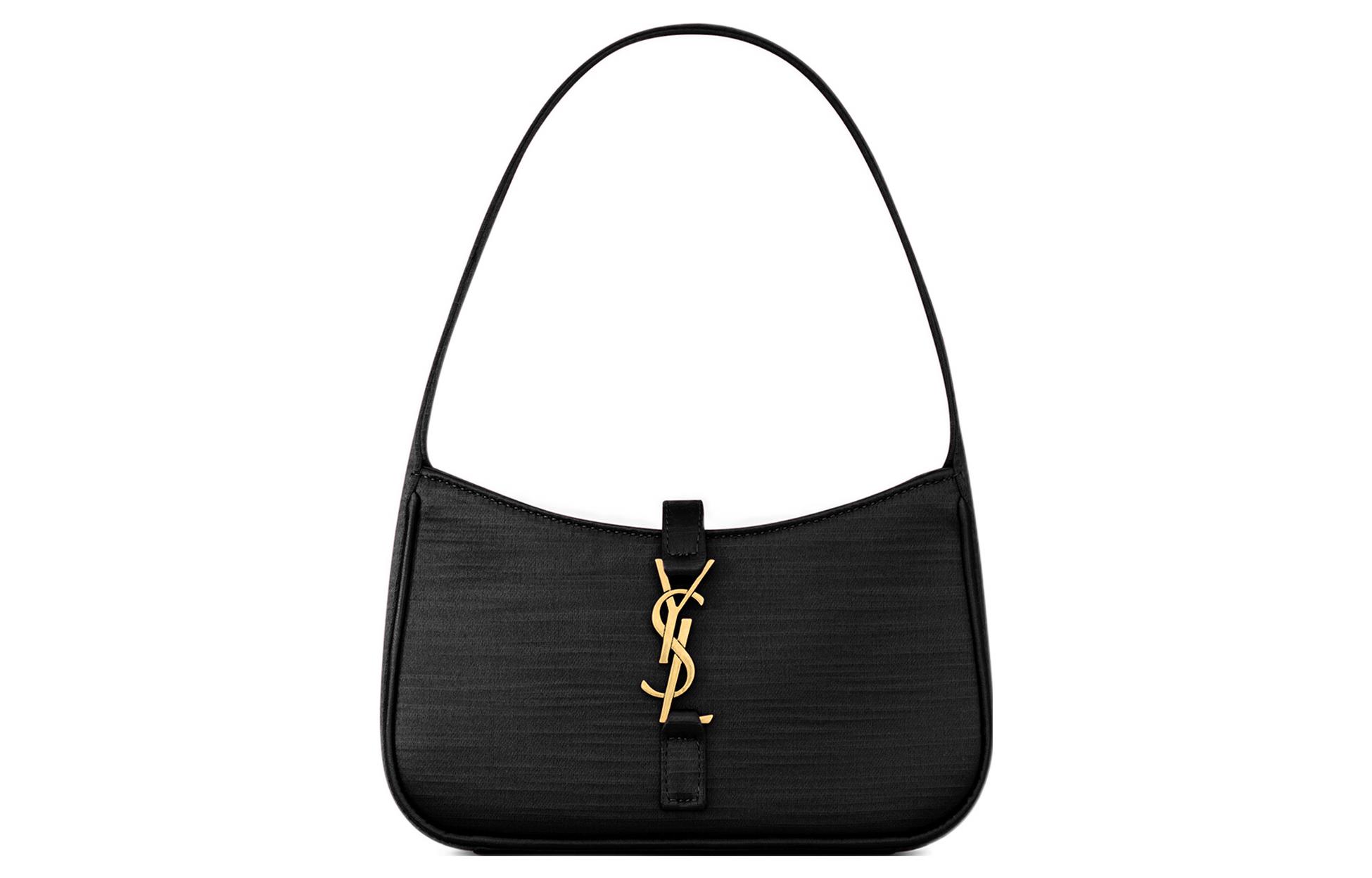 

SAINT LAURENT LE5A7 Сумка-хобо из атласной ткани, сумка через плечо, женская, черная