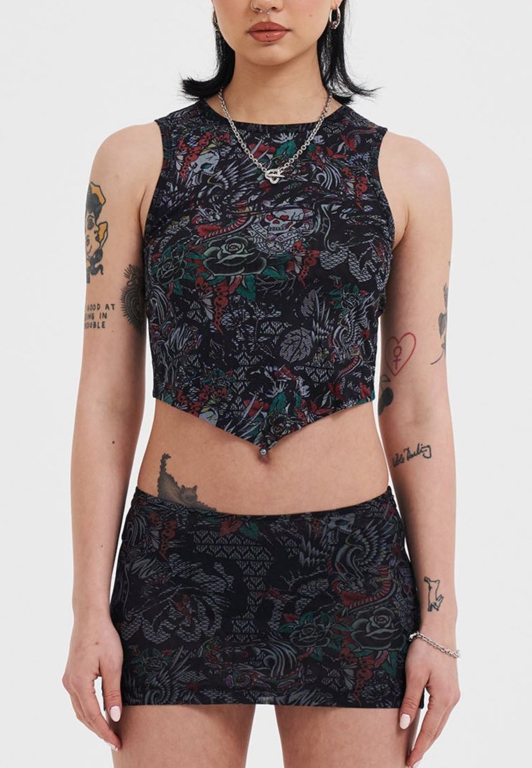 

Топ DRAGON REPEAT TIED BACK Ed Hardy, черный