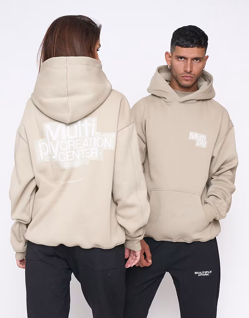 

Толстовка с капюшоном Multiply Apparel Billboard Oversize в цвете Seneca Stone