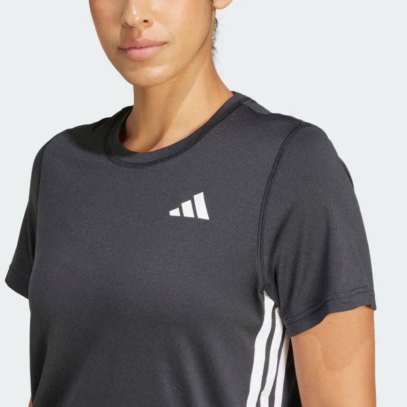 Женская спортивная футболка adidas Train Essentials с тремя полосками, White / Black — фото 4