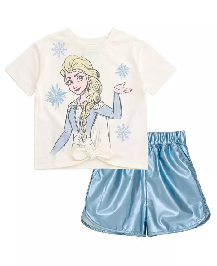 

Детский комплект для девочек: футболка и шорты Disney Queen Elsa Frozen, белый