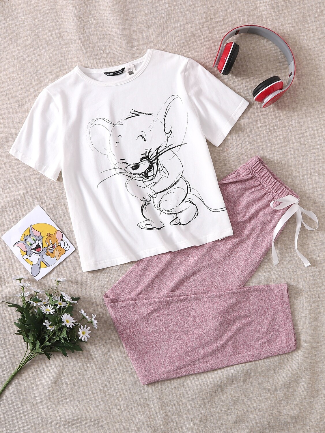 

Женский пижамный комплект TOM & JERRY Tom & Jerry X Shein, красный/белый