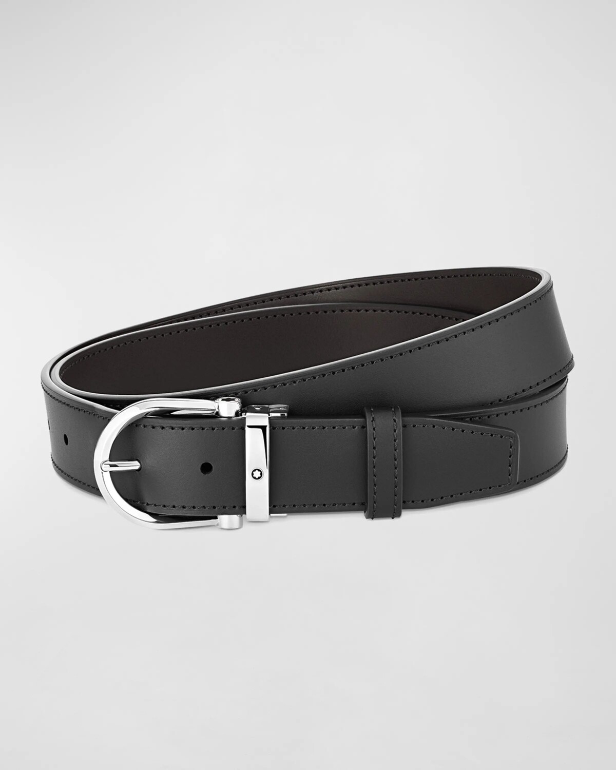 

Мужской кожаный ремень с пряжкой Montblanc, цвет Black & Brown