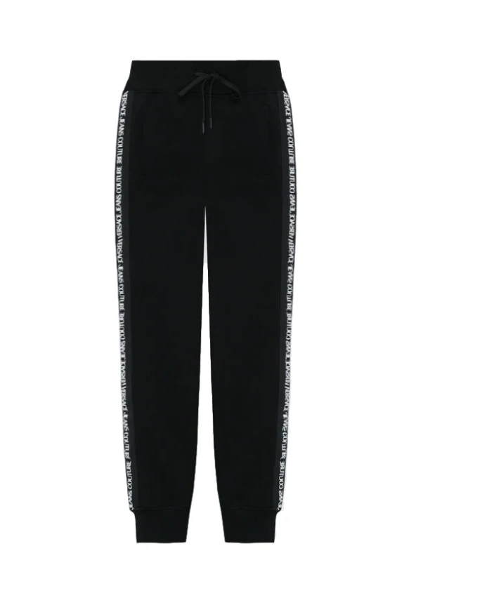 

Модные черные спортивные штаны с тесьмой Versace Jeans Couture, черный
