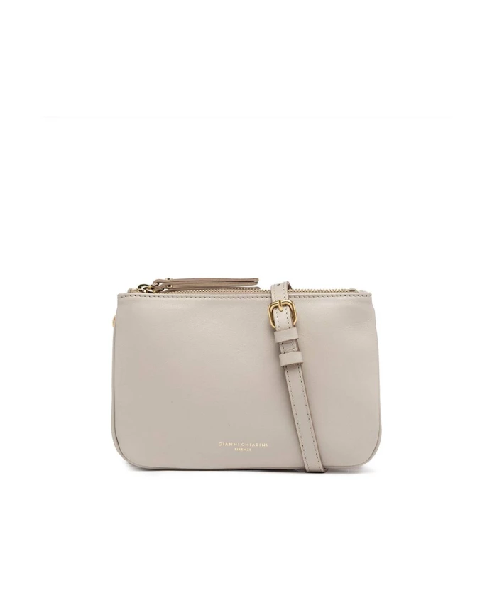 

Современная сумка через плечо с двойной молнией. Gianni Chiarini, бежевый