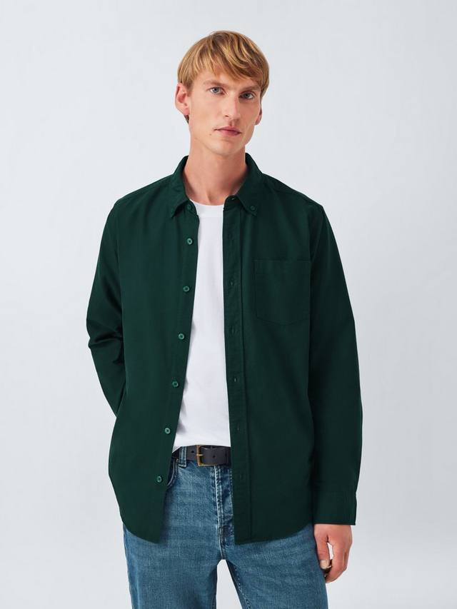 

Хлопковая рубашка с пуговицами и отложным воротником Regular Fit John Lewis, Darkest Spruce