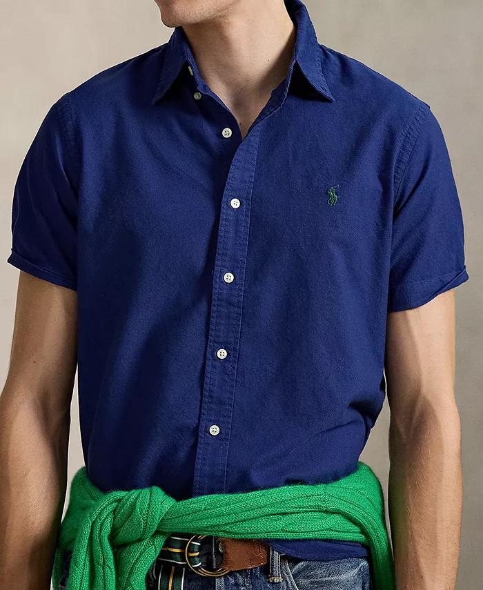 Мужская оксфордская рубашка с предварительной окраской ткани Polo Ralph Lauren, синий — фото 3