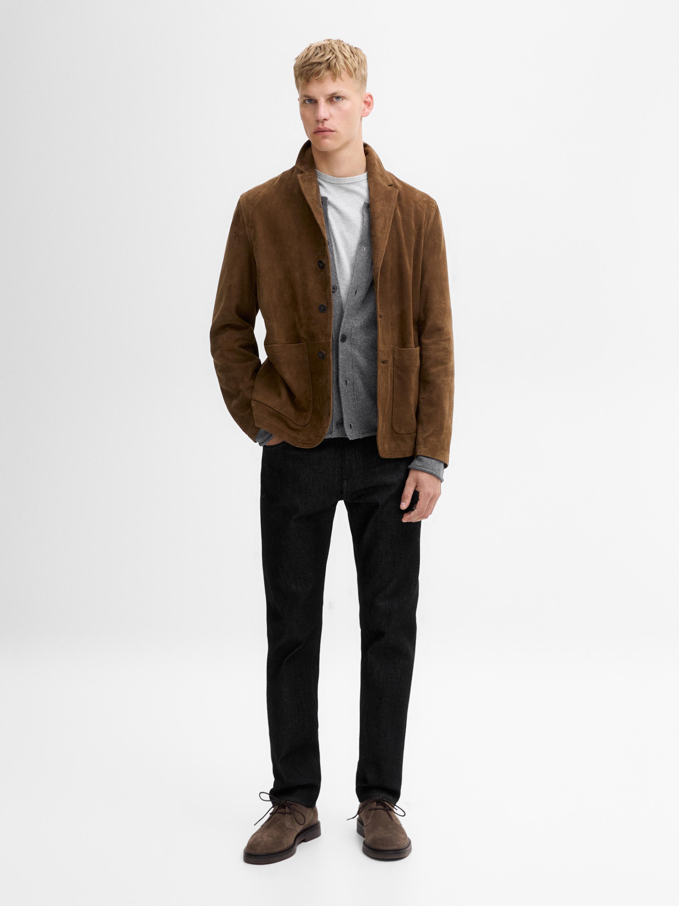 

Брюки Tapered-Fit с эффектом денима Massimo Dutti, черный