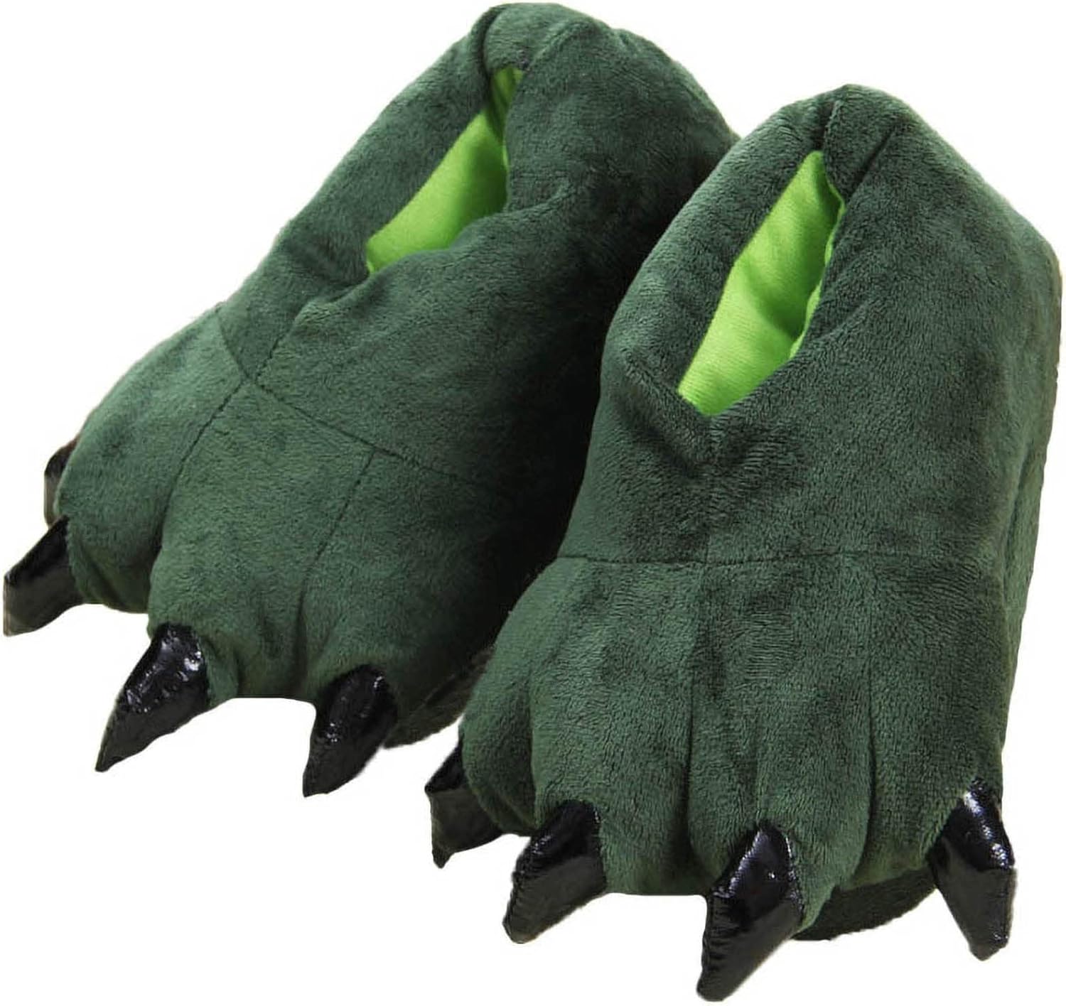 

Унисекс тапочки IXITON с забавными животными, лапы животных, пушистые тапочки динозавра и медведя, тапочки с когтями, мультяшные плюшевые тапочки, зеленый