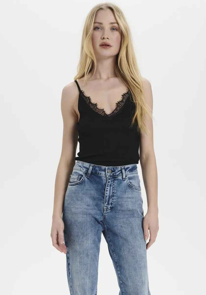 

Топ-спагетти Saint Tropez "SZ-MAYA STRAP TOP", с содержанием шелка, черный