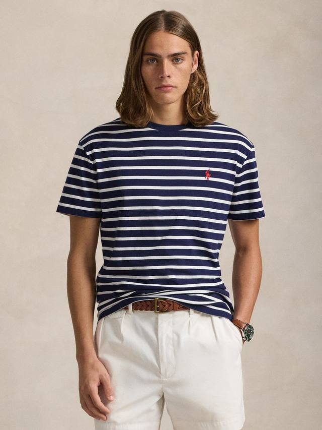 

Хлопчатобумажная футболка crew в полоску Ralph Lauren, цвет Newport Navy/White